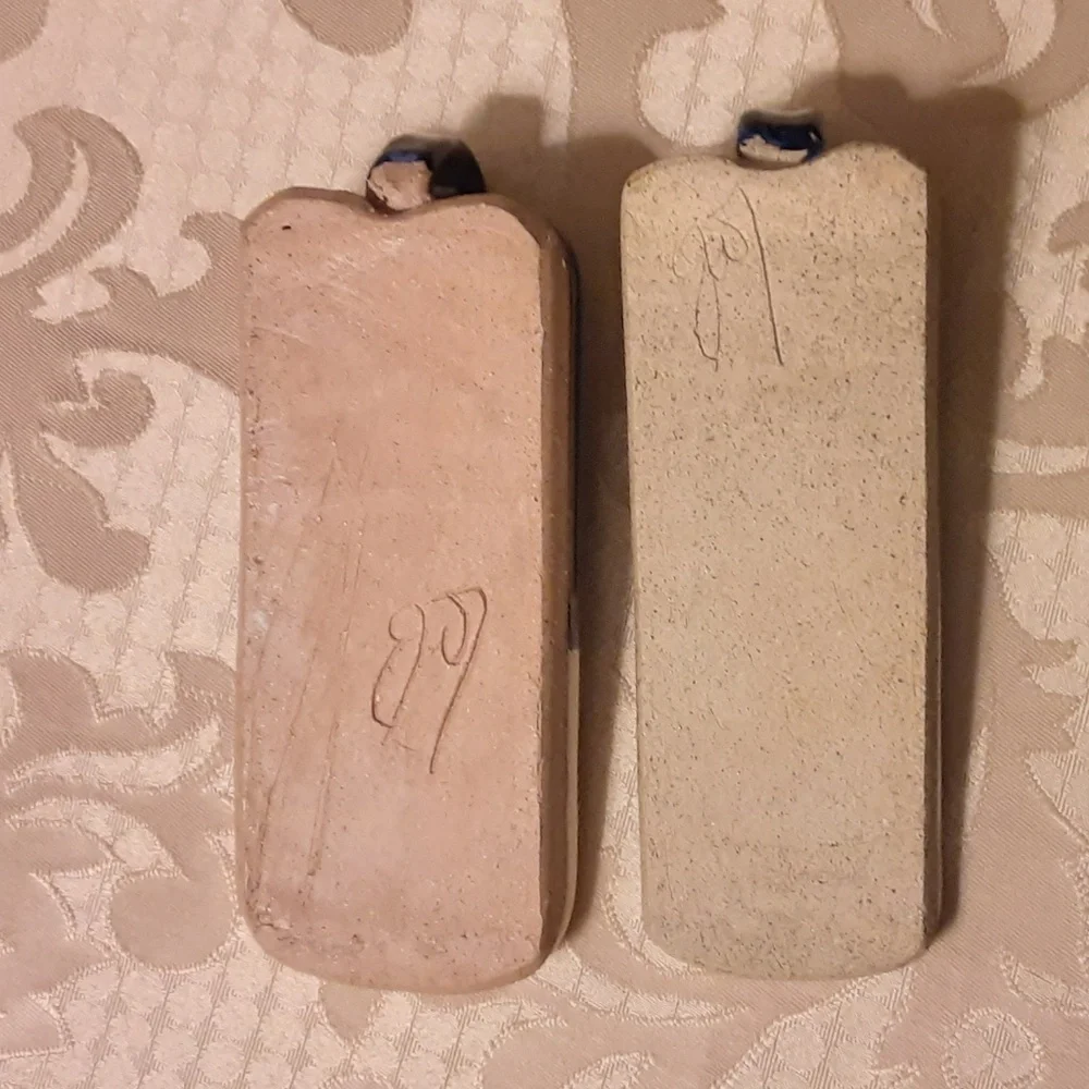 Pottery Handmade Sled Open Butter Dish Plate Set of 2